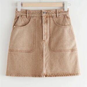 & Other Stories Tan Denim A Line Skirt